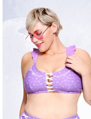 Rapunzel Lace-Up Swim Top Plus Size