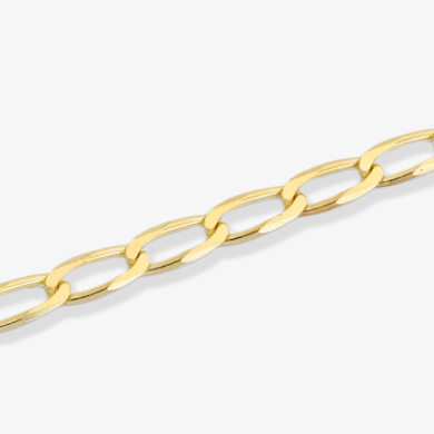 Solid Oval Link Curb Chain Bracelet 10K Yellow Gold 7.5''