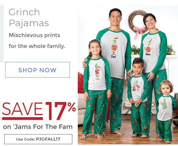 Grinch Pajamas, Mischievous prints for the whole family. Shop Now.