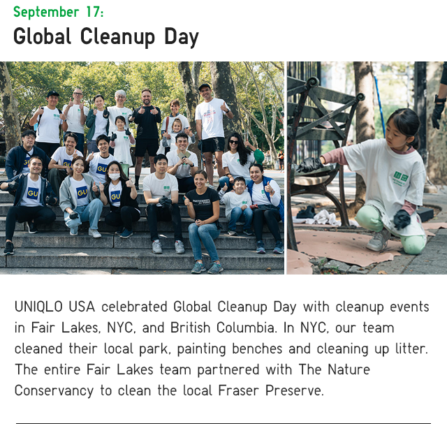 BANNER 1 - UNIQLO UA CELEBRATED GLOBAL CLEANUP DAY WITH CLEANUP EVENTS IN FAIR LAKES, NYC AND BRITISH COLUMBIA.