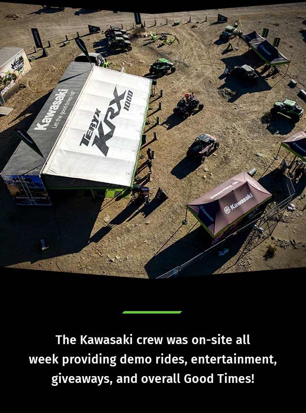 The Kawasaki crew was on-site all week providing demo rides