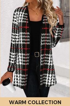 ROTITA Patchwork Plaid Black Long Sleeve Coat