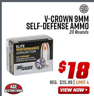 Sig Sauer V-Crown 9mm Self-Defense Ammo