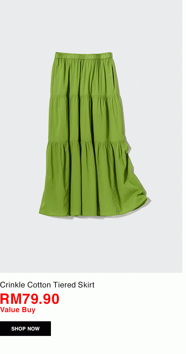 Crinkle Cotton Tiered Skirt