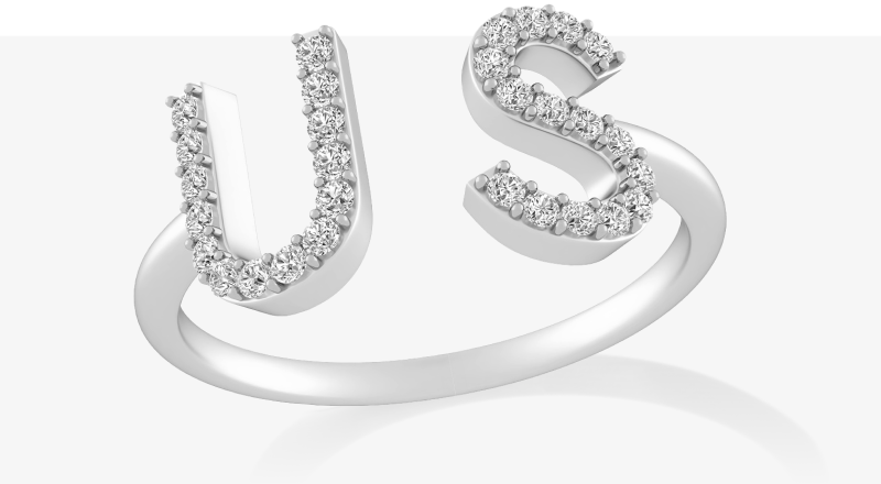 1/20 - 1/8 ct tw Diamond Couple's Initials Open Ring