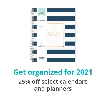 Get organized for 2021 25% off select calendars and planners