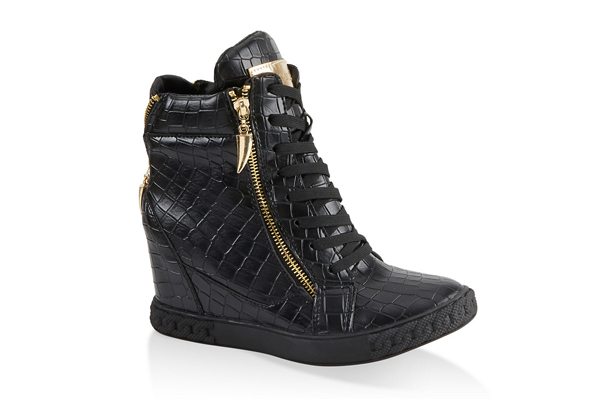 Faux Croc Wedge Sneakers