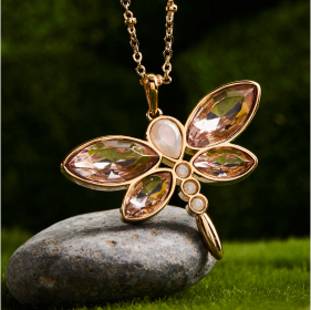 Crystal Dragonfly Double Layer Necklace | Shop Now