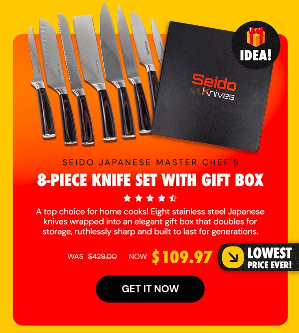 Seido Japanese Master Chef's 8-Piece Knife Set w Gift Box