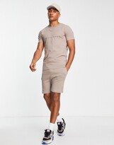Originals t-shirt and shorts set with logo in beige