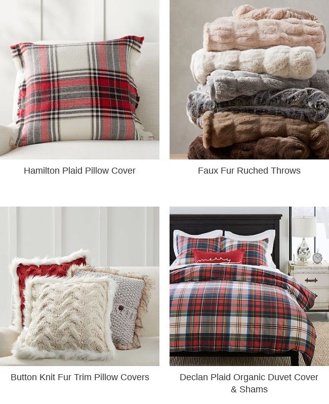 Plaid pillow best sale with fur trim