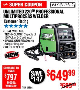 Unlimited 200™ ProfessionalMultiprocess Welder with 120/240 Volt Input