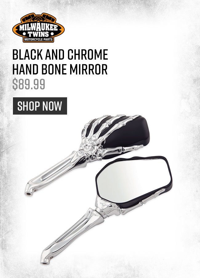 Black and Chrome Hand Bone Mirror