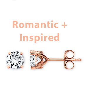 Diamond Solitaire Earrings 1/10 ct tw 14K Rose Gold