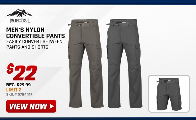 Pacific Trail Men's Nylon Convertible Pants