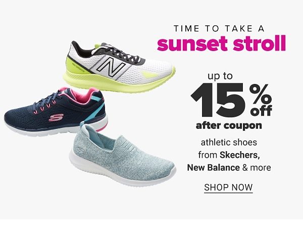 Time to take a sunset stroll - Up to 15% off after coupon athletic shoes from Skechers, New Balance & more. Shop Now.