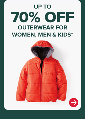 An orange coat. Up to 70% off outerwear for women, men and kids.