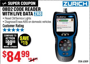  ZR8 OBD2 Code Reader with Live Data 