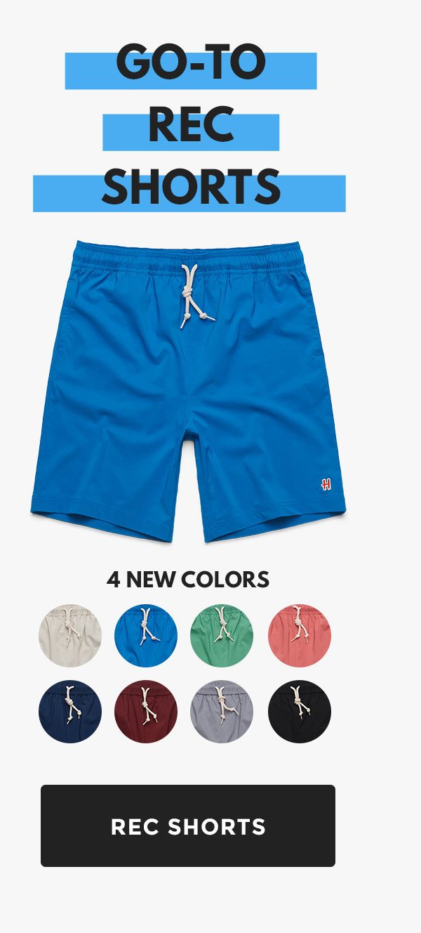 GO-TO Rec Shorts in 4 new colors.