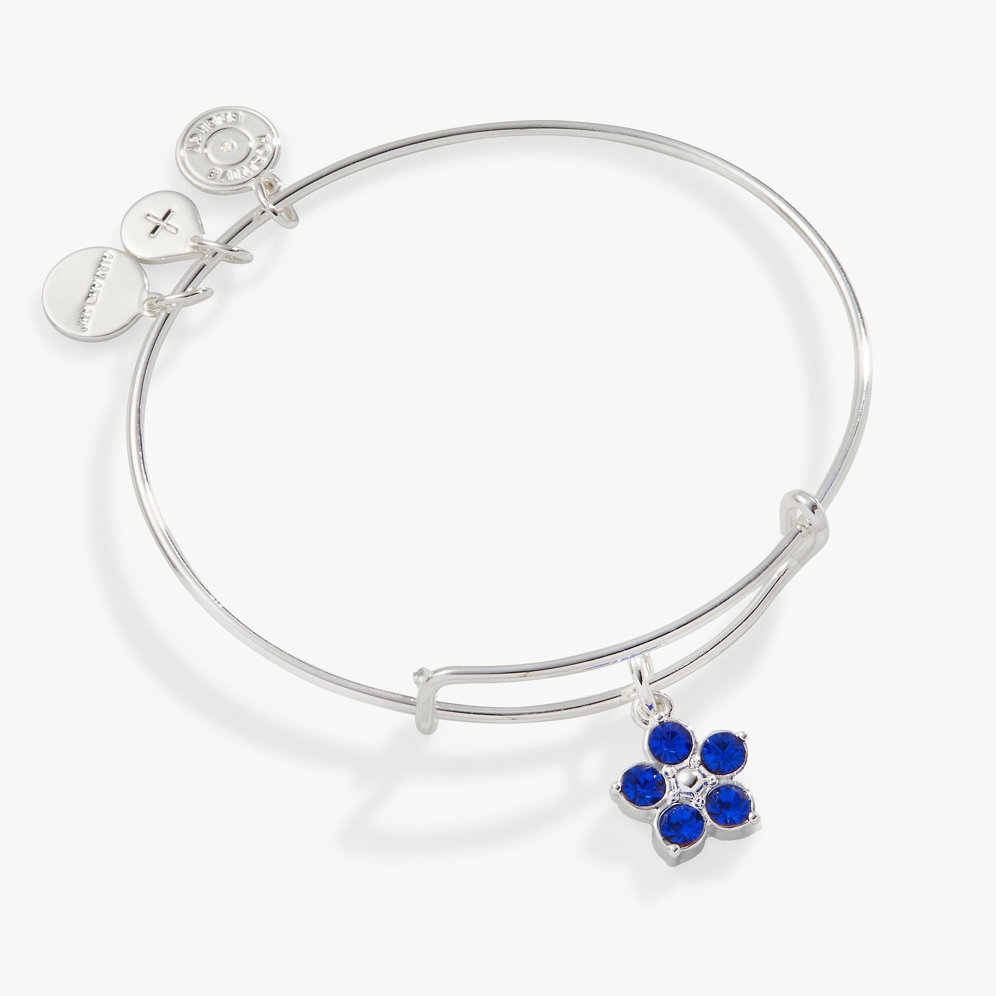 Crystal Flower Charm Bangle Bracelet