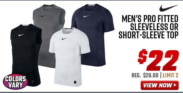Nike Men's Pro Fitted Sleeveless or Short-Sleeve Top