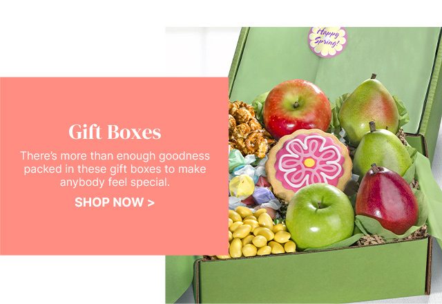 Gift Boxes - There’s more than enough goodness packed in these gift boxes to make anybody feel special.