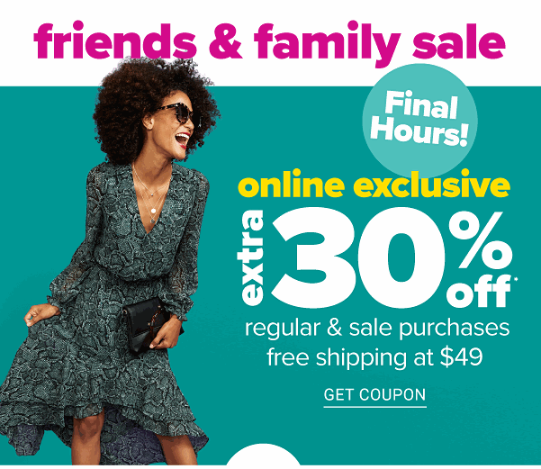 ONLINE EXCLUSIVE - Extra 30% off Regular & Sale Purchases - Get Coupon