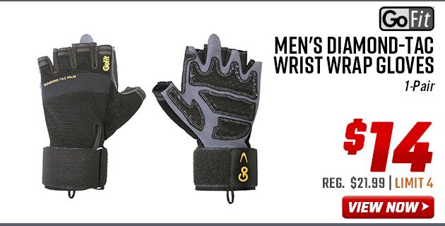 GoFit Men's Diamond-Tac Wrist Wrap Gloves