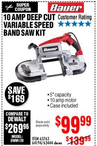 View 10 Amp Deep Cut Variable Speed Band Saw Kit