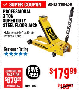 3 Ton Daytona™ Professional Steel Floor Jack - Super Duty