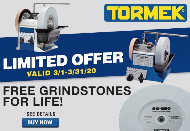 Limited Offer - Tormek Free Grindstones for Life! See Details