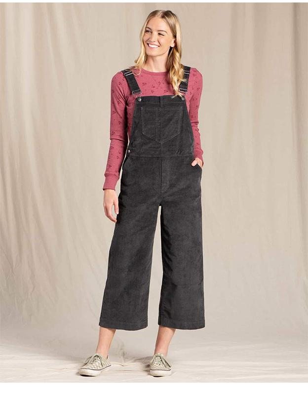 Karuna Cord Wide Leg Overall in Soot