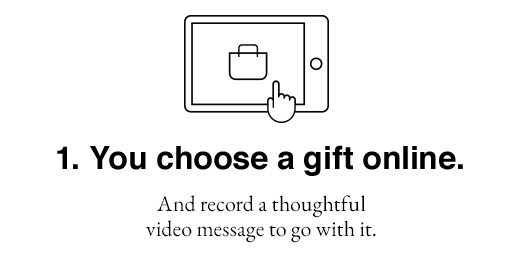 1. You Choose a gift online. And record a thoughtful video message to go with it.