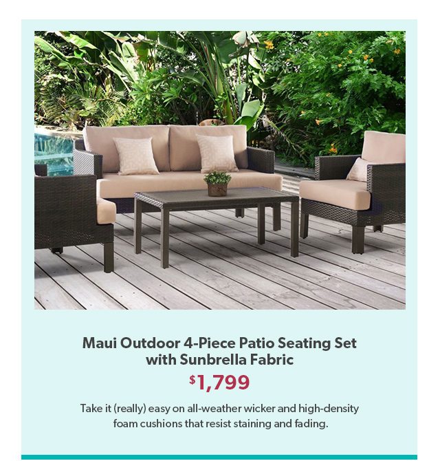 Maui Outdoor 4-Piece Patio Seating Set with Sunbrella Fabric