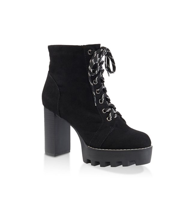 Lace Up Platform High Heel Booties