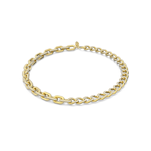 Dextera necklace, Mixed links, White, Gold-tone plated