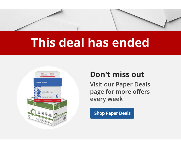 $44.99 10-ream paper case Office Depot® Brand Copy Paper Online only, limit 5