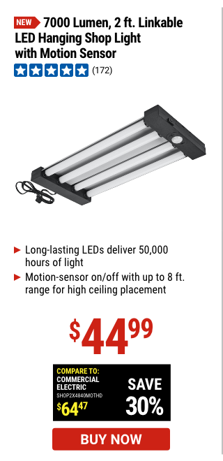 7000 Lumen, 2 ft. Linkable Hanging Shop Light with Motor Sensor