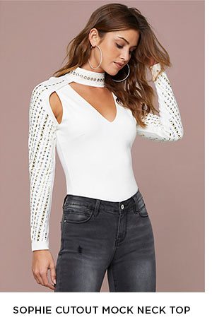 SOPHIE CUTOUT MOCK NECK TOP