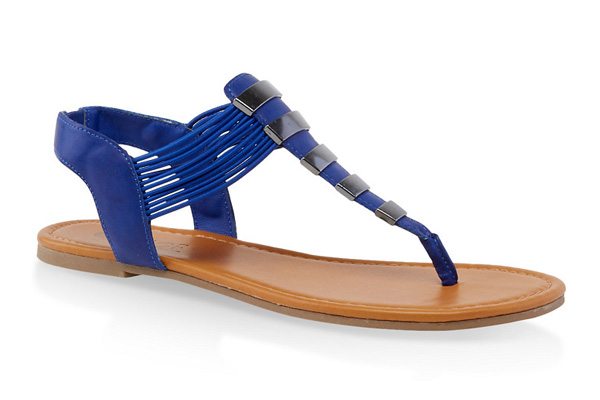 Elastic Strap Metallic Thong Sandals