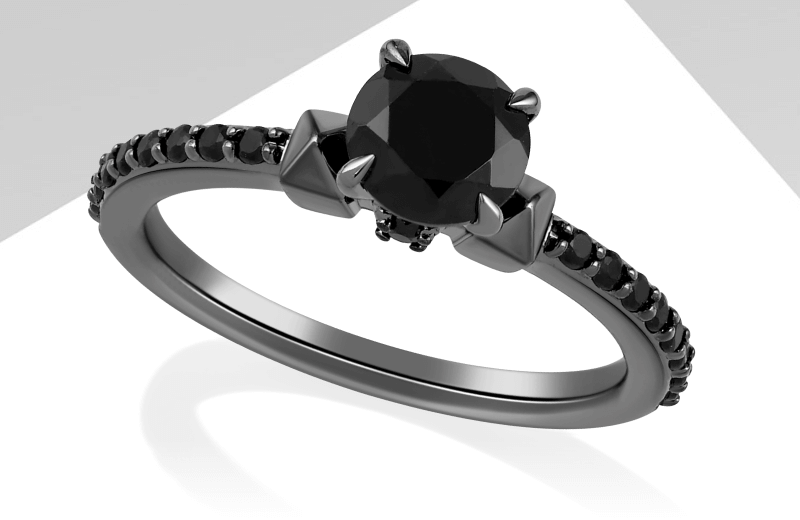 Ink & Ice Round-Cut Black Diamond Engagement Ring 1-1/4 ct tw Black Rhodium-Plated 14K White Gold