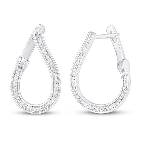 Kay Diamond In-and-Out Hoop Earrings 1/4 ct tw Round-cut Sterling Silver