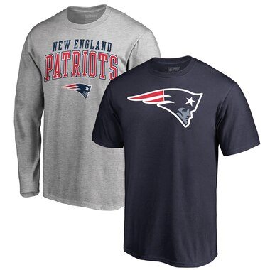 New England Patriots NFL Pro Line by Fanatics Branded Square Up T-Shirt Combo Set - Navy/Heathered Gray