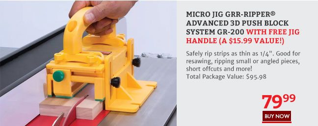 Micro Jig Grr-ripper Advanced 3D Push Block System GR-200 with Free jig Handle