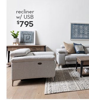Talin Linen Power Recliner With Usb