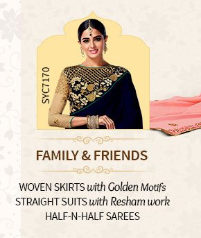 Mehendi Revelry for Family & Friens: Woven Skirts, Straight Suits & more . Shop Now!