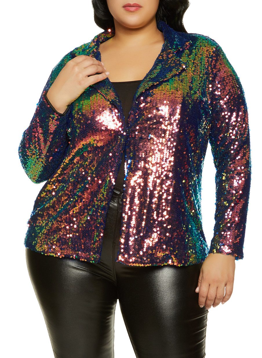 Plus Size Sequin Blazer