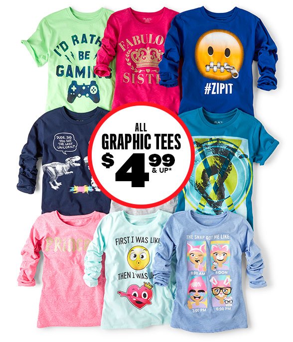 All Graphic Tees $4.99 & Up