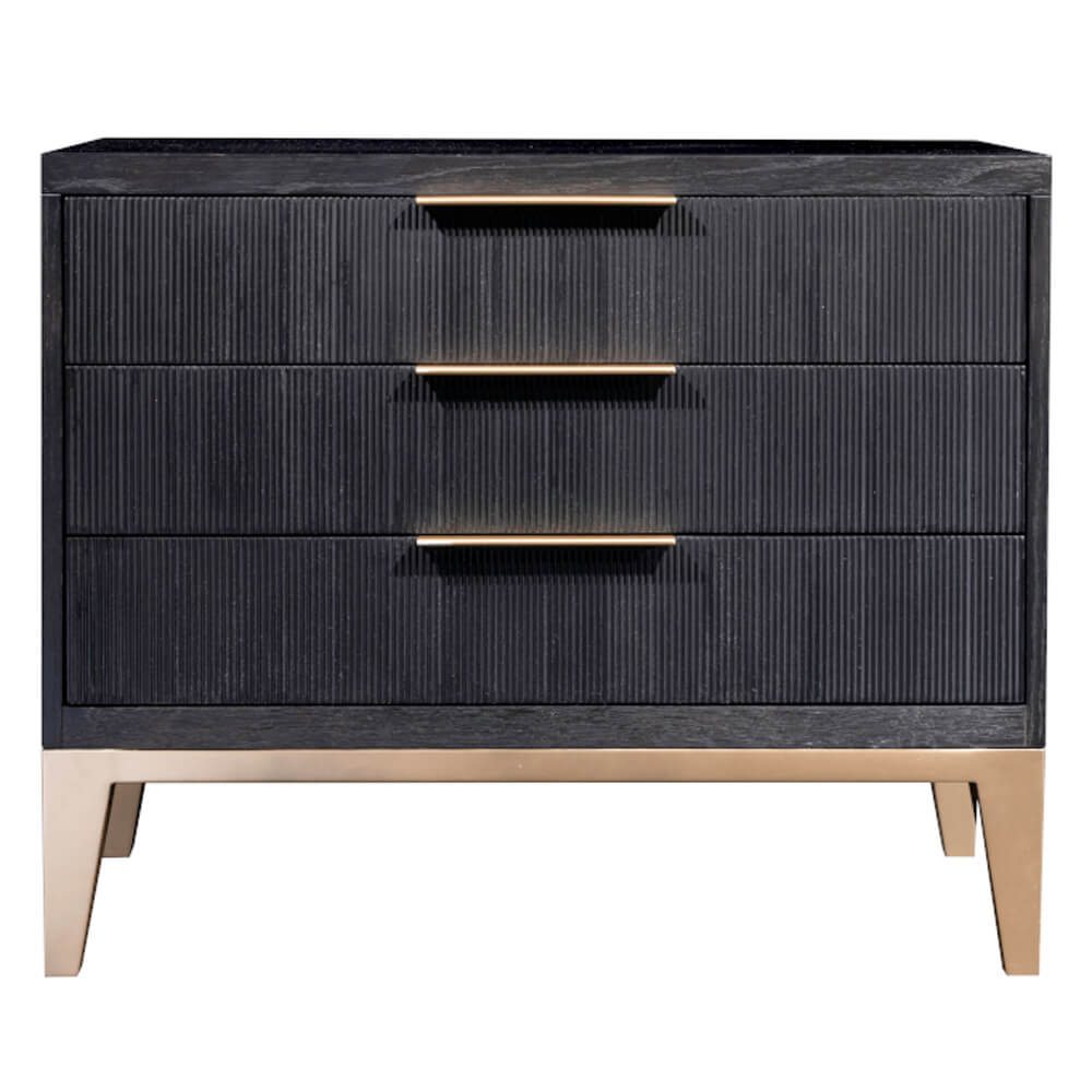 Image of Caleb 3 Drawer Nightstand, Onyx Oak