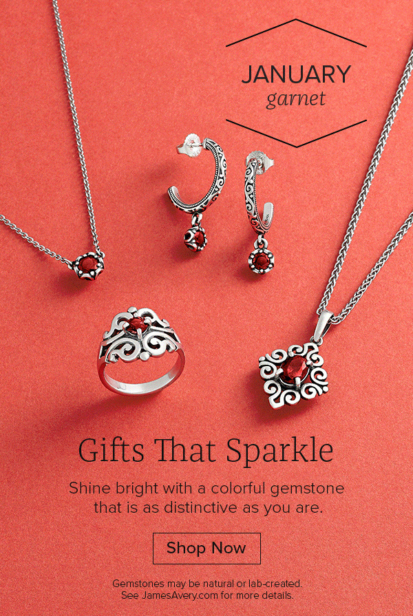 Gifts That Sparkle - Shine bright with a colorful gemstone that is as distinctive as you are. Gemstones may be natural or lab-created. See JamesAvery.com for more details. Shop Now